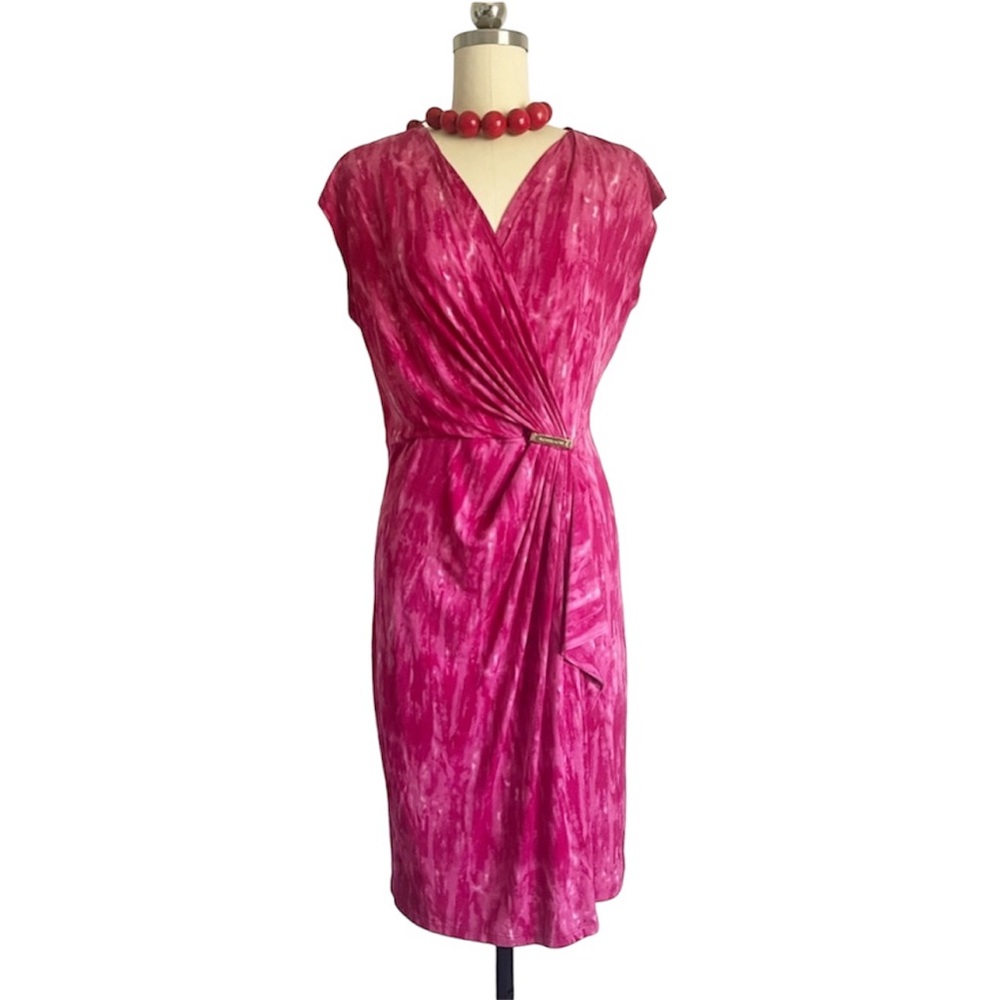 Michael Kors Fuchsia Ruchet Lightweight non crinkle sleeveless Summer Dress